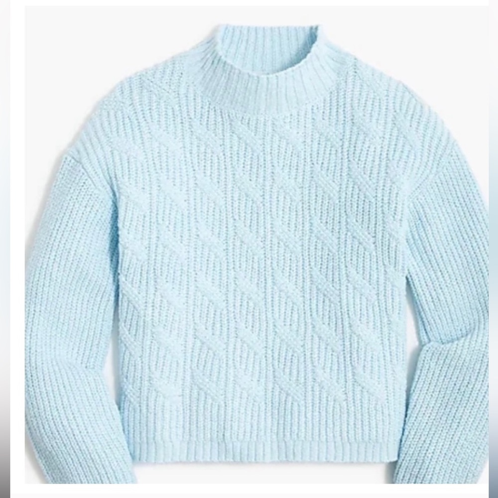 J. Crew Light Blue Cable Knit Crewneck Sweater